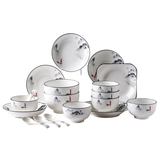 菲米生活墨色江南陶瓷餐具套装碗蝶盘FM-TC1920 商品图0