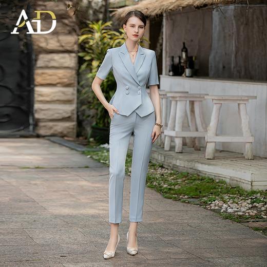 AD高级感蓝色西装两件套女时尚减龄职业套装气质女神范主持人正装 商品图4