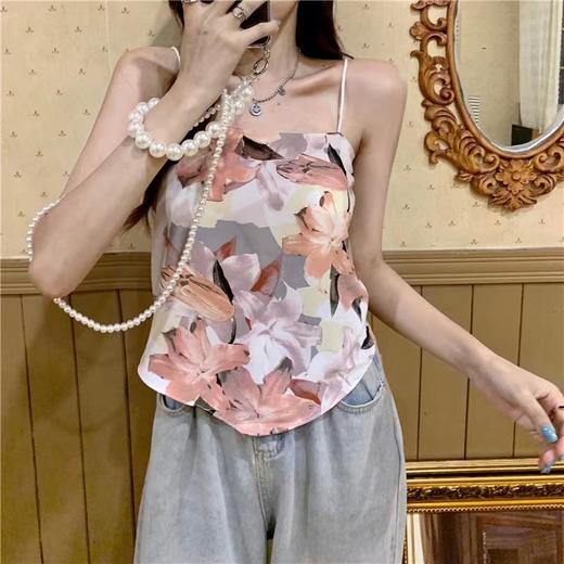 新款2023新潮设计感不规则露背系带肚兜小吊带背心内搭无袖碎花打底上衣女夏季 商品图2