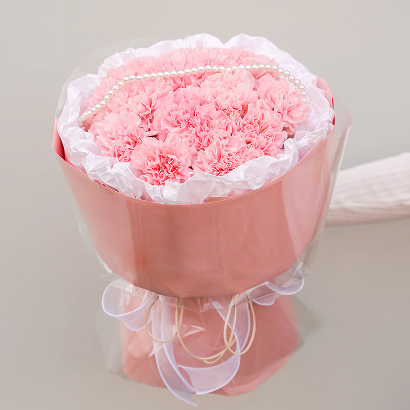 19朵康乃馨新品网红花束送妈妈老师长辈生日感恩探望祝福鲜花母亲节教师节中秋节感恩节日祝福