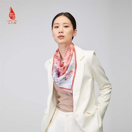 SAINTJOY/上久楷 女式真丝方巾  冬暖雪散  FJS22038 商品图6