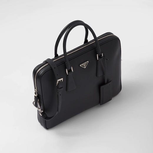 【二】PRADA 普拉达 男士 Saffiano 十字纹皮革珐琅金属三角徽标公文包 黑色 2VE368 9Z2 F0002 OOX 商品图1