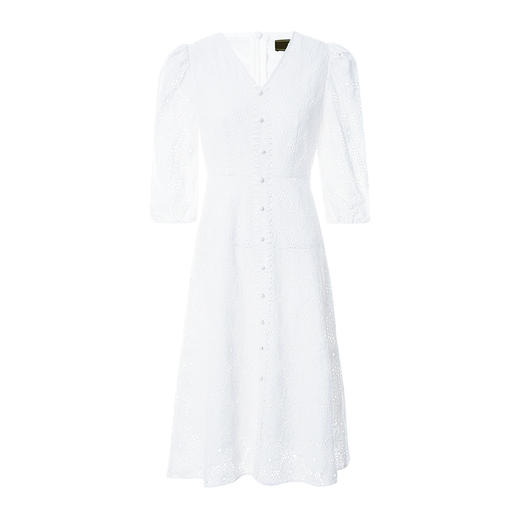 EITIE爱特爱夏款新品100%棉优雅V领显瘦高腰五分袖连衣裙7007757 商品图5