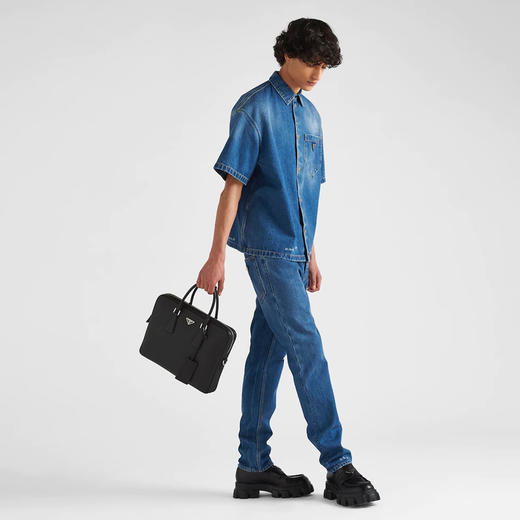 【二】PRADA 普拉达 男士 Saffiano 十字纹皮革珐琅金属三角徽标公文包 黑色 2VE368 9Z2 F0002 OOX 商品图3