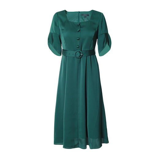 EITIE爱特爱方领收腰法式茶歇裙中长裙6607342连衣裙 商品图5