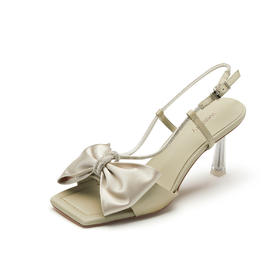 【23年夏季新款】蝴蝶结方头露趾凉鞋水钻交叉带细高跟凉鞋女61641