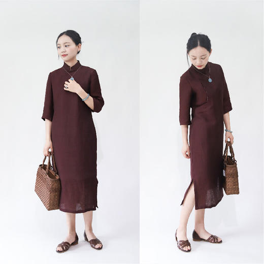 米马成衣 全幅内衬半领直身五分袖旗袍 “低调的热烈”我会穿去看 商品图4
