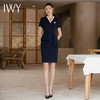 IWY/夏季短袖藏青色连衣裙女假两件时尚设计感薄款透气售楼部职业工装Q718-ZL 商品缩略图3