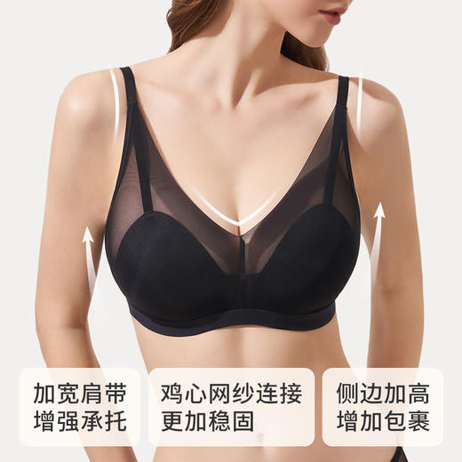 奶糖派大胸显小内衣薄雾杯无痕防凸点无钢圈侧收轻薄显瘦文胸女 商品图3