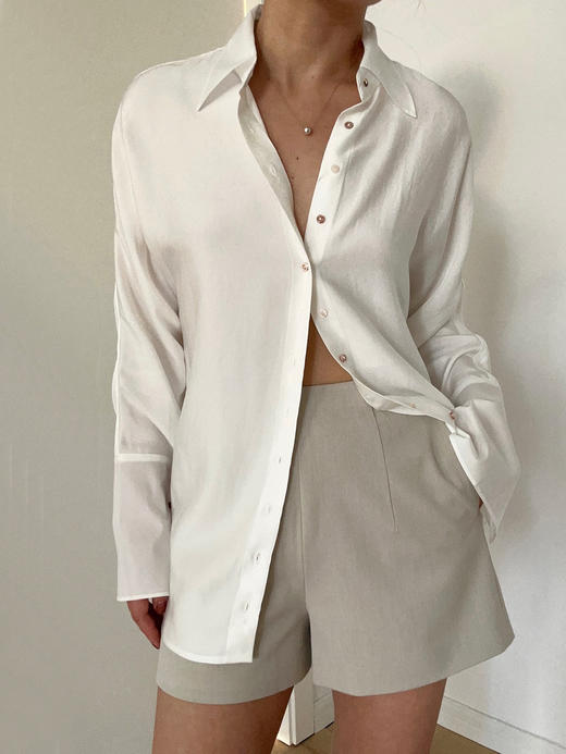 Viktoria Chan | SS23004 Stina flowy shirt [ 衬衫 白 / 蓝白条纹 ] 商品图0