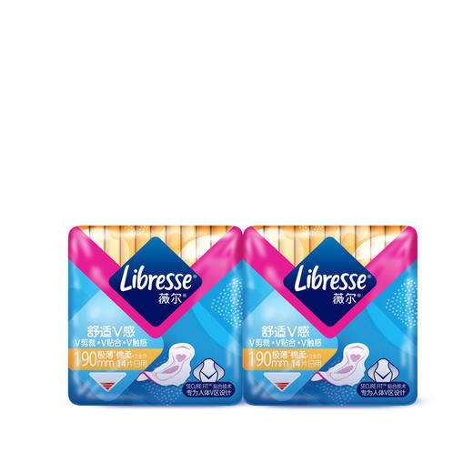 Libresse薇尔舒适V感190日用14片极薄棉柔卫生巾×2包 商品图8