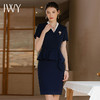 IWY/夏季短袖藏青色连衣裙女假两件时尚设计感薄款透气售楼部职业工装Q718-ZL 商品缩略图0