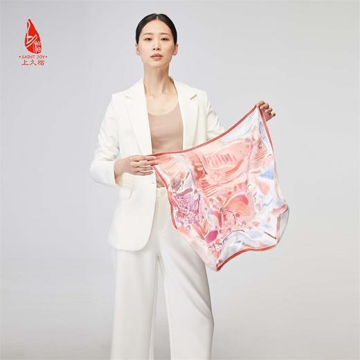 SAINTJOY/上久楷 女式真丝方巾  冬暖雪散  FJS22038 商品图2