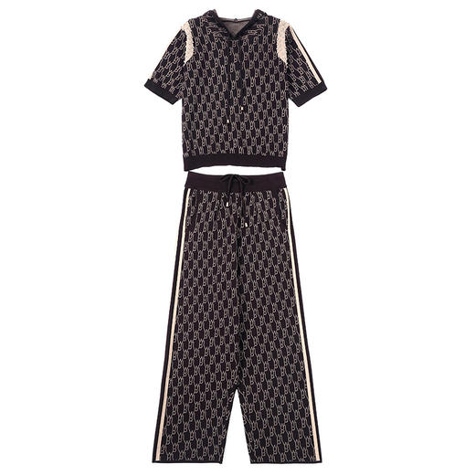 夏季新款，冰丝休闲运动套装女短袖宽松卫衣薄款妈妈装阔腿裤两件套CC-10-1817 商品图4