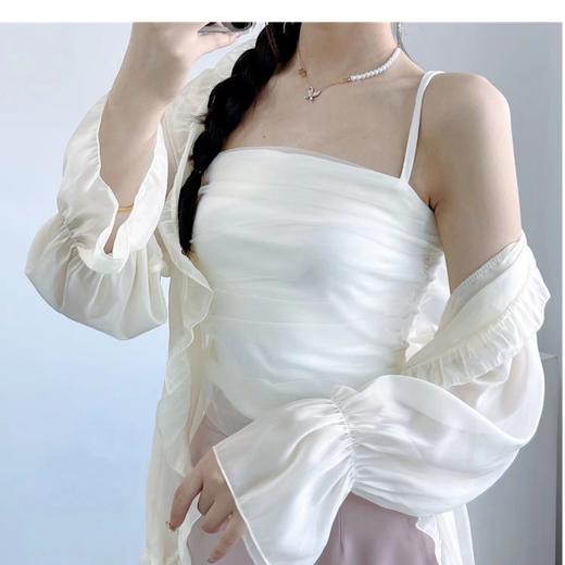 【绝美仙气冰丝吊带】西装内搭蕾丝网纱小吊带背心女美背法式别致打底西服抹胸上衣 商品图5