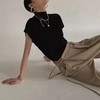【设计感大气雅致时髦藏肉上衣】夏季半高领马甲女薄款坎肩背心外穿短款针织上衣宽松显瘦短袖T恤 商品缩略图2