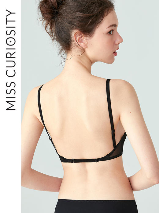 好奇蜜斯美背内衣女夏季薄款无痕大胸显小文胸套装性感胸罩防下垂  寇依 商品图0