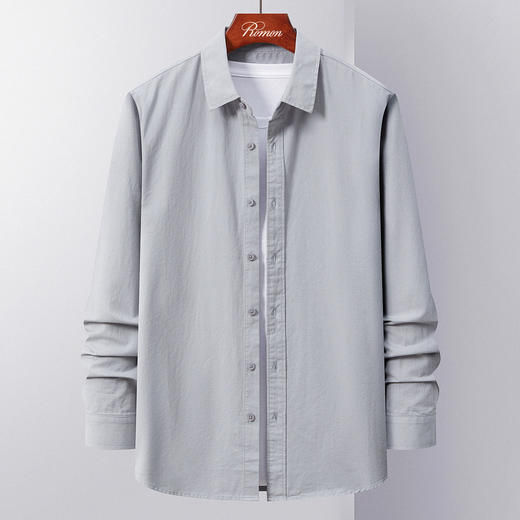 【100棉】罗蒙春秋男装长袖衬衫男士经典翻领休闲纯棉衬衣开衫外套 商品图1