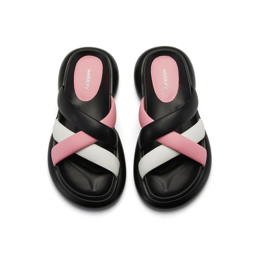 【23年夏季新款】舒适一脚蹬凉拖交叉带设计可外穿拖鞋女61661 商品图2