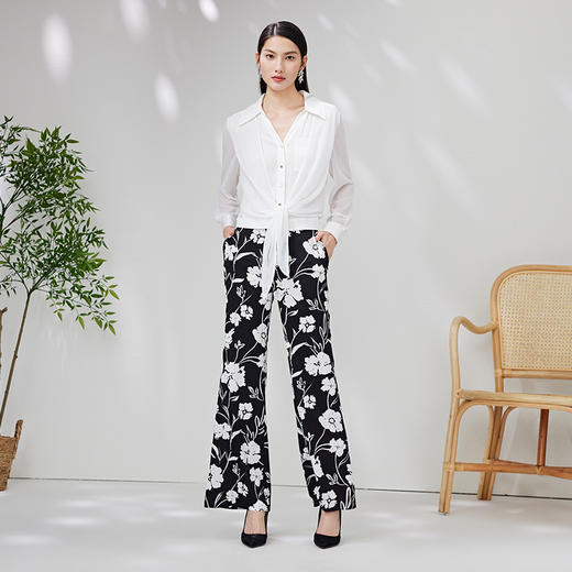 EITIE爱特爱夏季气质V领纯色长袖防晒打底百搭衬衫女7009708 商品图3