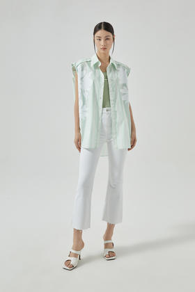 花卉印花oversize无袖衬衫