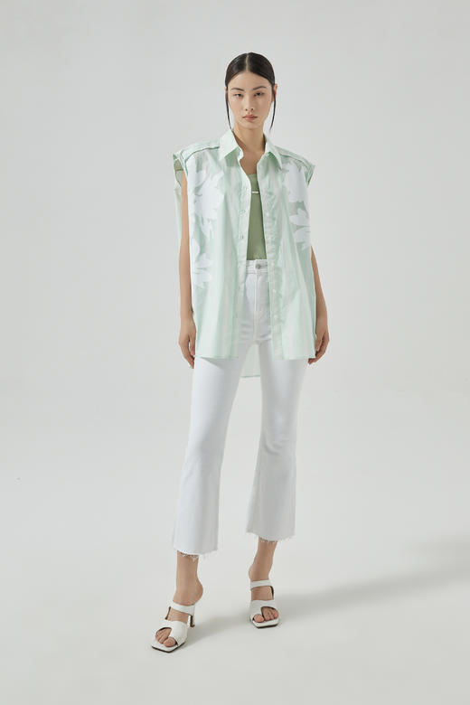 花卉印花oversize无袖衬衫 商品图0