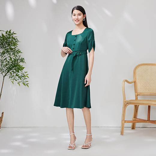 EITIE爱特爱方领收腰法式茶歇裙中长裙6607342连衣裙 商品图3