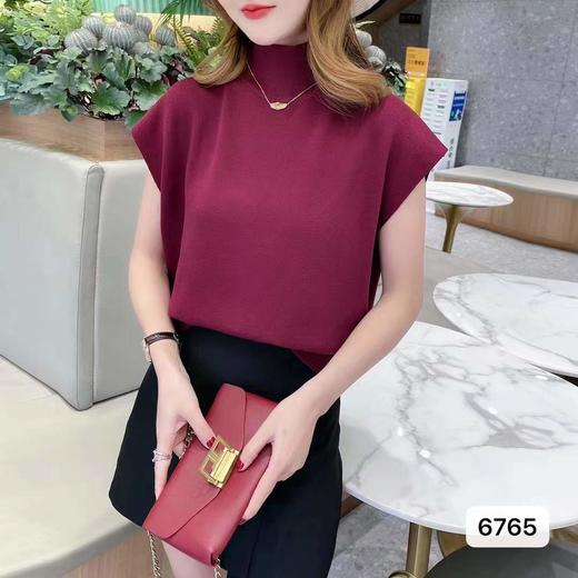 【设计感大气雅致时髦藏肉上衣】夏季半高领马甲女薄款坎肩背心外穿短款针织上衣宽松显瘦短袖T恤 商品图11