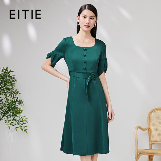 EITIE爱特爱方领收腰法式茶歇裙中长裙6607342连衣裙 商品图0