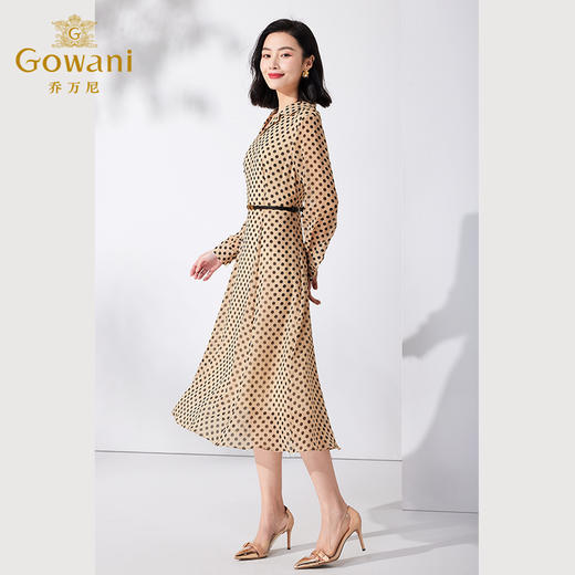 乔万尼新品100%桑蚕丝真丝修身波点连衣裙ET2E288 商品图1