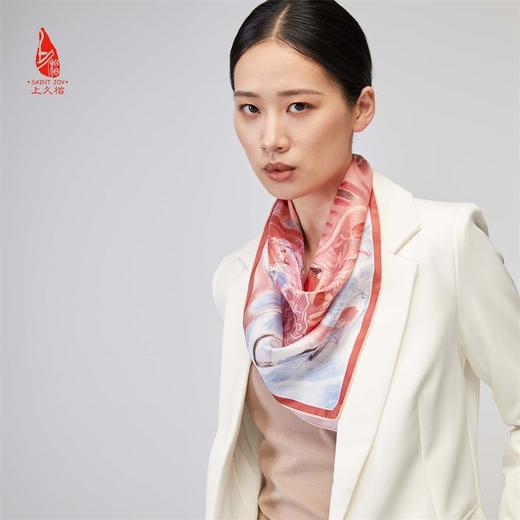 SAINTJOY/上久楷 女式真丝方巾  冬暖雪散  FJS22038 商品图3