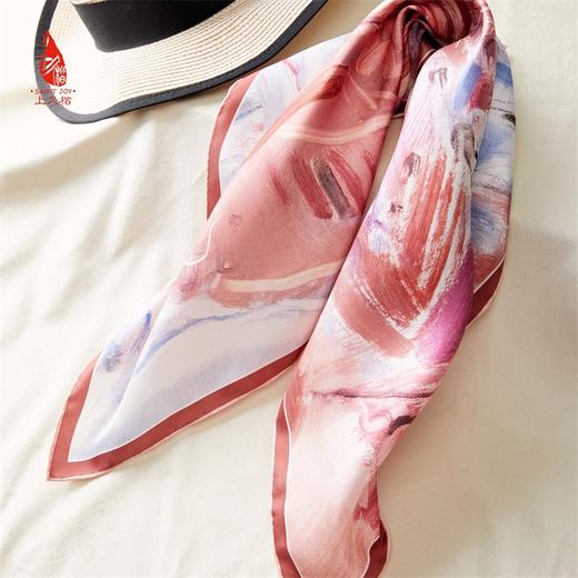 SAINTJOY/上久楷 女式真丝方巾  冬暖雪散  FJS22038 商品图7