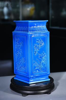 珐翠釉四季花卉四方镶器