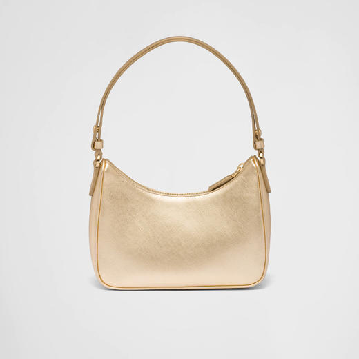 PRADA 普拉达 女士 Saffiano 十字纹皮革珐琅金属三角徽标迷你手袋 金色 PRANB10649660000 商品图2