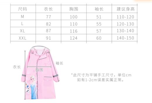 迪士尼冰雪奇缘爱莎公主儿童雨衣XHR 商品图3