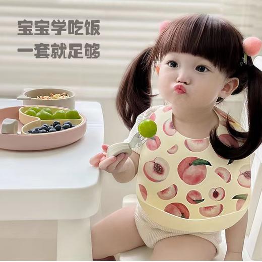 Qlittle宝宝餐具礼盒婴儿辅食套装餐盘饭兜叉勺辅食碗1-3岁送礼 商品图14