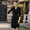 AD正式场合连衣裙女黑色商务正装套裙不规则设计感职业装经理工装 商品缩略图2