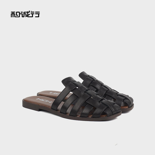 和诚行 2023夏季新款复古半包头编织外穿拖鞋女百搭穆勒鞋1580020 商品图4