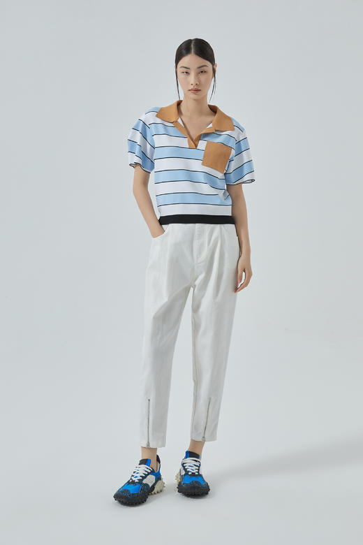 撞色条纹套头毛衫 商品图0