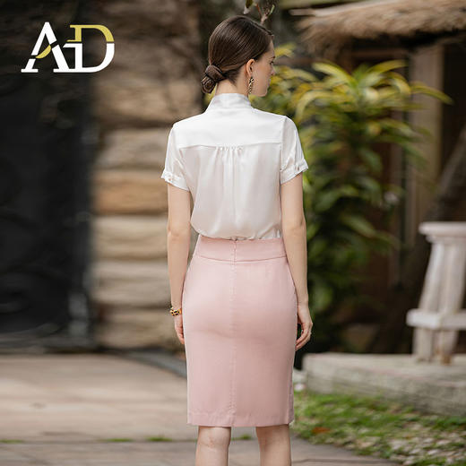 AD法式名媛风两件套女2023夏季新款时尚套装白色设计感蝴蝶结衬衫 商品图4