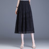 DD-2023年夏款长款松紧腰气质修身半身裙网纱拼接提花时尚百褶A字裙 商品缩略图1