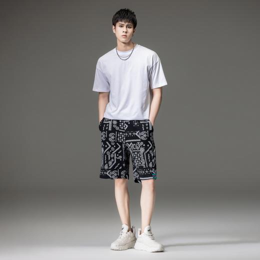 PINLI品立夏季新款男士印花针织休闲短裤五分裤潮B232117044 商品图1