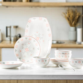 菲米生活沐里花韵陶瓷碗盘碟套装FM-TC22811