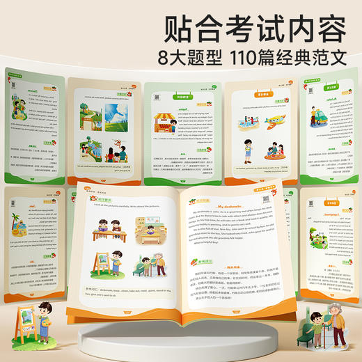 时光学 小学生英语作文范文大全三四五六年级有声通用版英语晨读美文示范文素材模板高分阅读与写作训练思维导图方法技巧书籍 商品图1