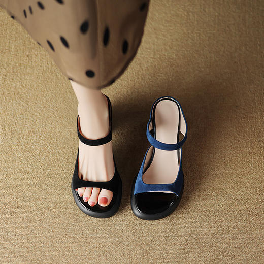 时尚舒适，羊猄皮厚底高跟凉拖TYM-D6260 商品图7