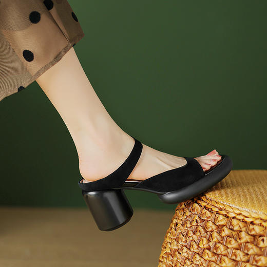 时尚舒适，羊猄皮厚底高跟凉拖TYM-D6260 商品图10