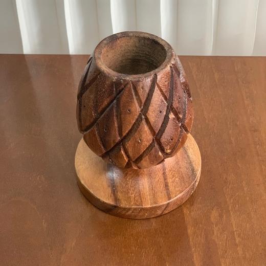 Vintage菲律宾手工雕刻木制烛台AU117 商品图1