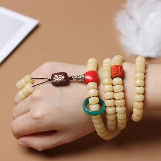 敦煌问天 菩提手串108颗手链项链挂脖 原创diy白玉菩提子串珠手持 商品图2