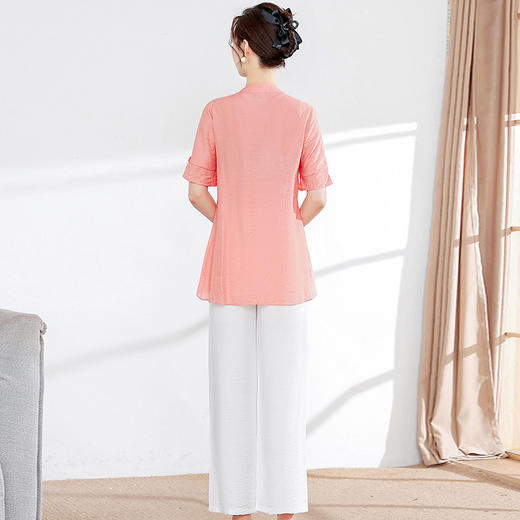 时尚妈妈装新款不对称打底衫+直筒阔腿裤休闲套装QYM-JJ-GQ968-Y 商品图2