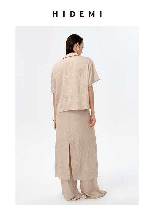 HIDEMI 微褶皱清透廓形极简衬衫半裙套装 商品图4